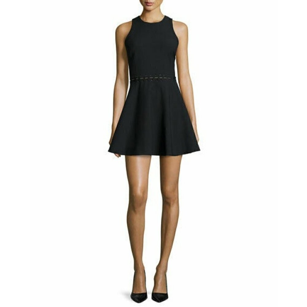 Elizabeth and James 'Carter' Black Lace-Up Waist Jersey Flare Dress Womens Sz 0